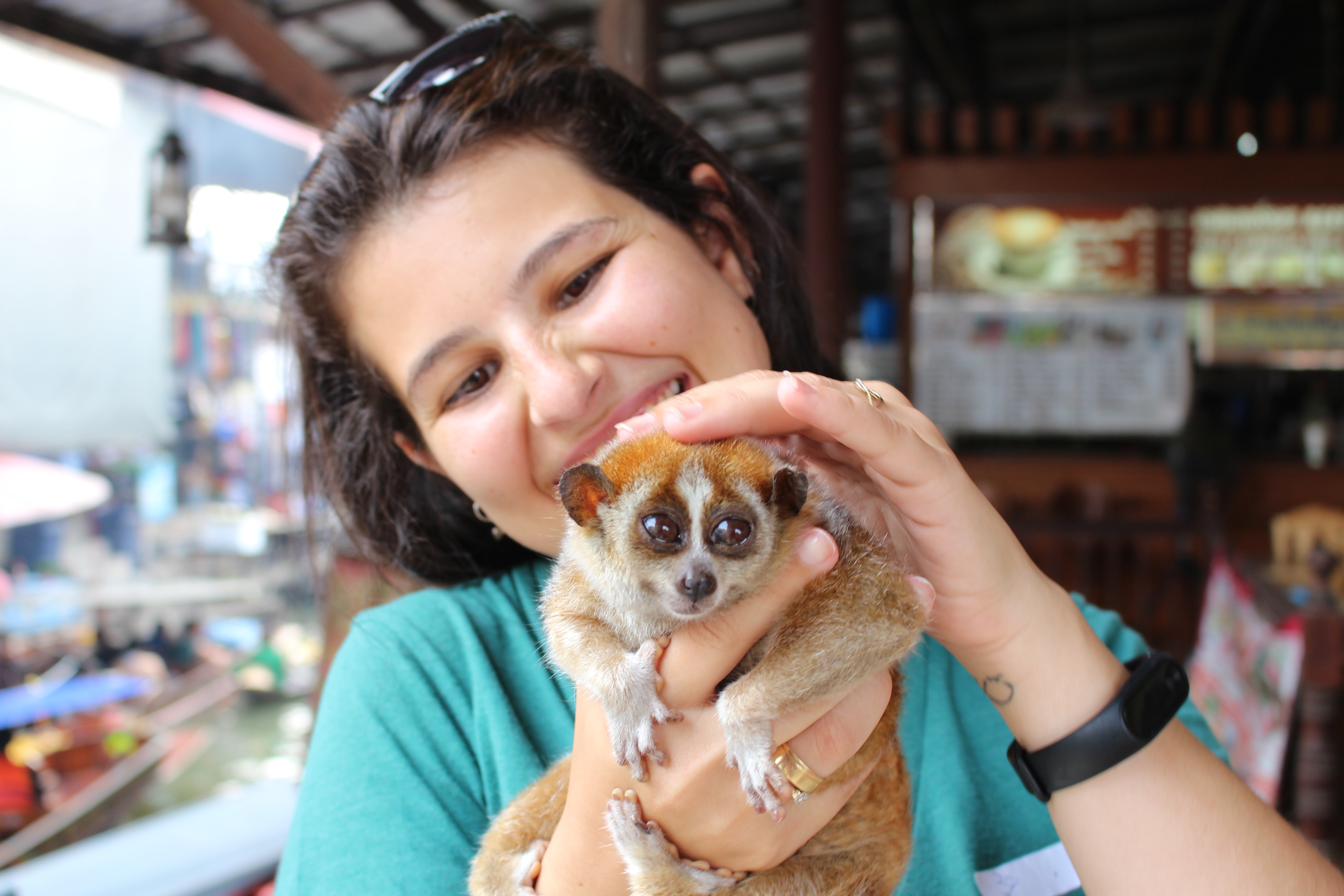 Mari segurando um Loris